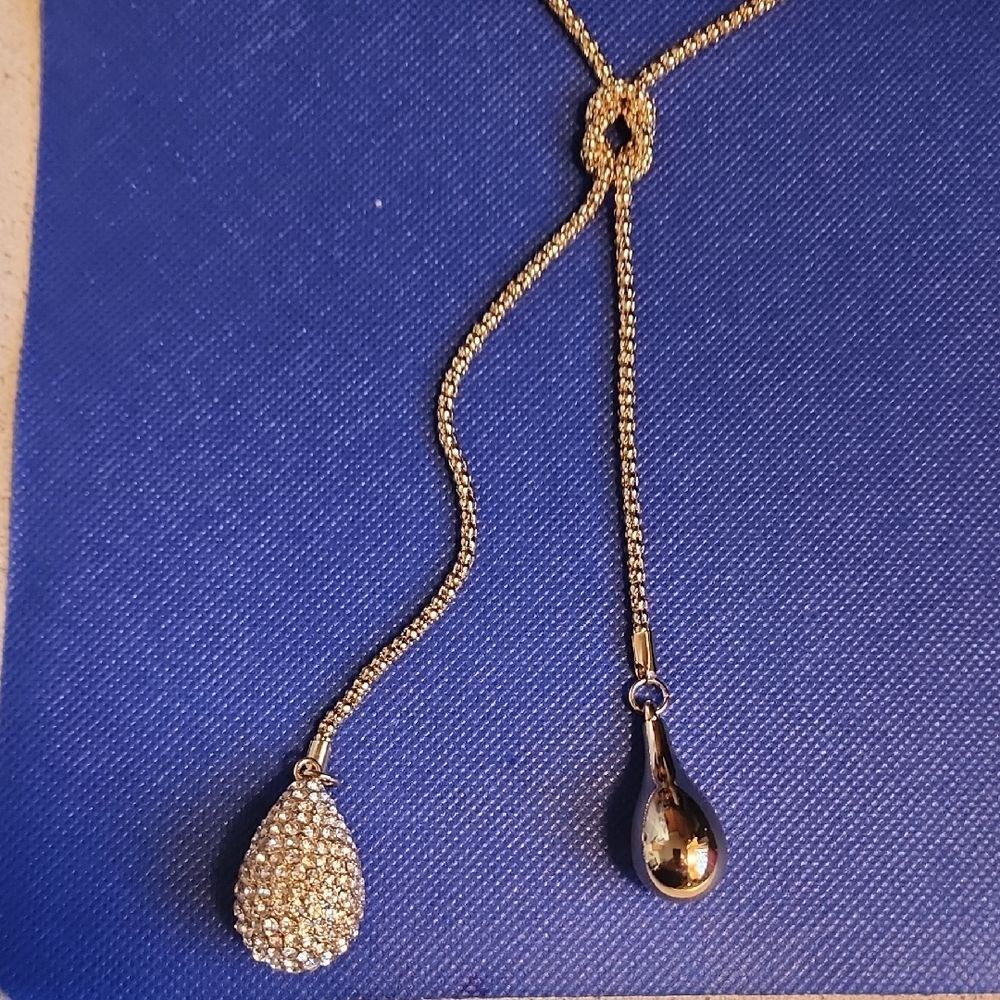 Elegant Gold Toned Teardrop Necklace By Lane Bryant - Picture 1 of 6